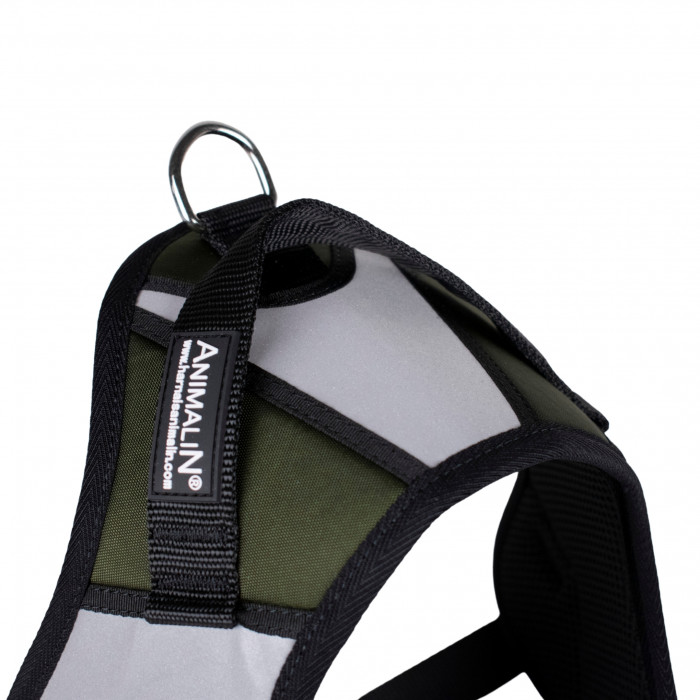 -10% Kit Harnais Animalin® REFLEX PLUS Kaki + Laisse Renforcée ANIMALIN 120 cm (4 tailles)