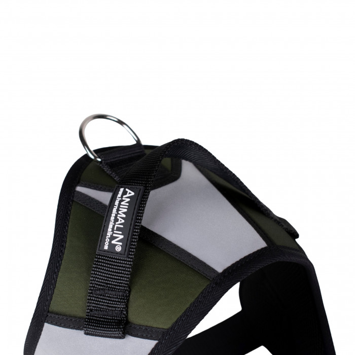 -10% Kit Harnais Animalin® REFLEX PLUS Kaki + Laisse Renforcée ANIMALIN 120 cm (4 tailles)