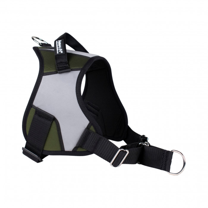 -10% Kit Harnais Animalin® REFLEX PLUS Kaki + Laisse Renforcée ANIMALIN 120 cm (4 tailles)