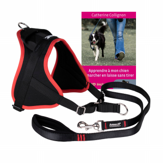 Kit Harnais Classic 3 couleurs + Laisse assortie + Livre “Apprendre à mon chien à marcher en laisse sans tirer”