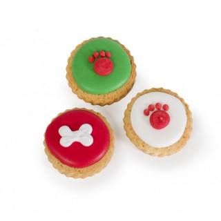 Lot de 3 Mini Cupcakes de Noël pour chien (20 g l’unité)