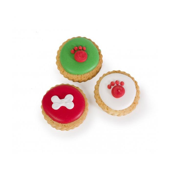 Lot de 3 Mini Cupcakes de Noël pour chien (20 g l’unité)