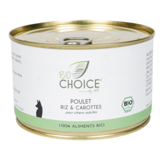 Aliment humide 100 % Bio au poulet et légumes - 2 variétés - Bio Choice